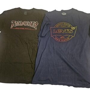 Levis Shirt Mens Medium Blue Graphic Crewneck Short Sleeve Logo Tee Skate Skater